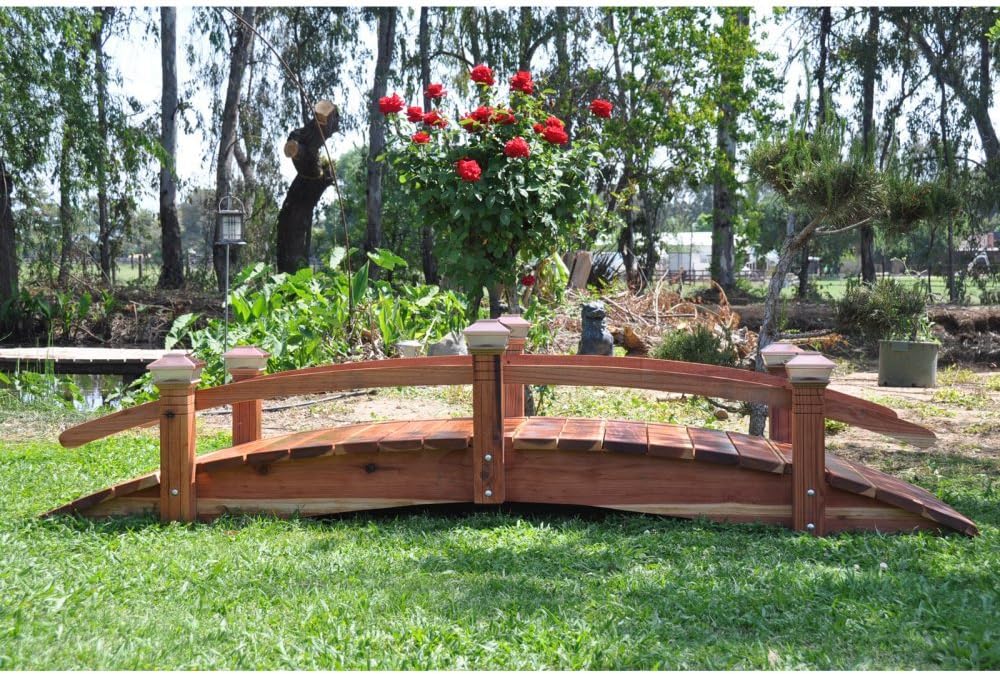 Redwood Short Post 12-ft. Garden Bridge