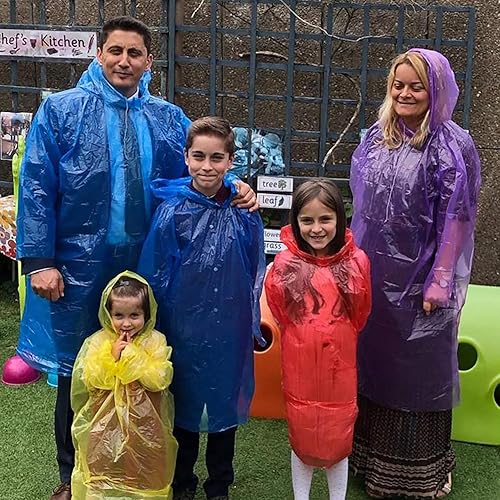 Miniatura 6 de INNOCHEER - Ponchos de lluvia para la familia, paquete de 12, impermeable desechable de emergencia para niños y adultos, camping, senderismo al aire