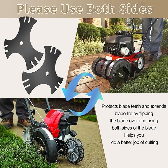 2 Pcs Universal 9 x 9 Edger Blade (1/2 Center Hole), 3-Side Edger Star Blade for Craftsman Walk Behind Edger, Mclane 2059, Also for Power Trim Edgers Tru-Cut Edgers King Lawn Edgers