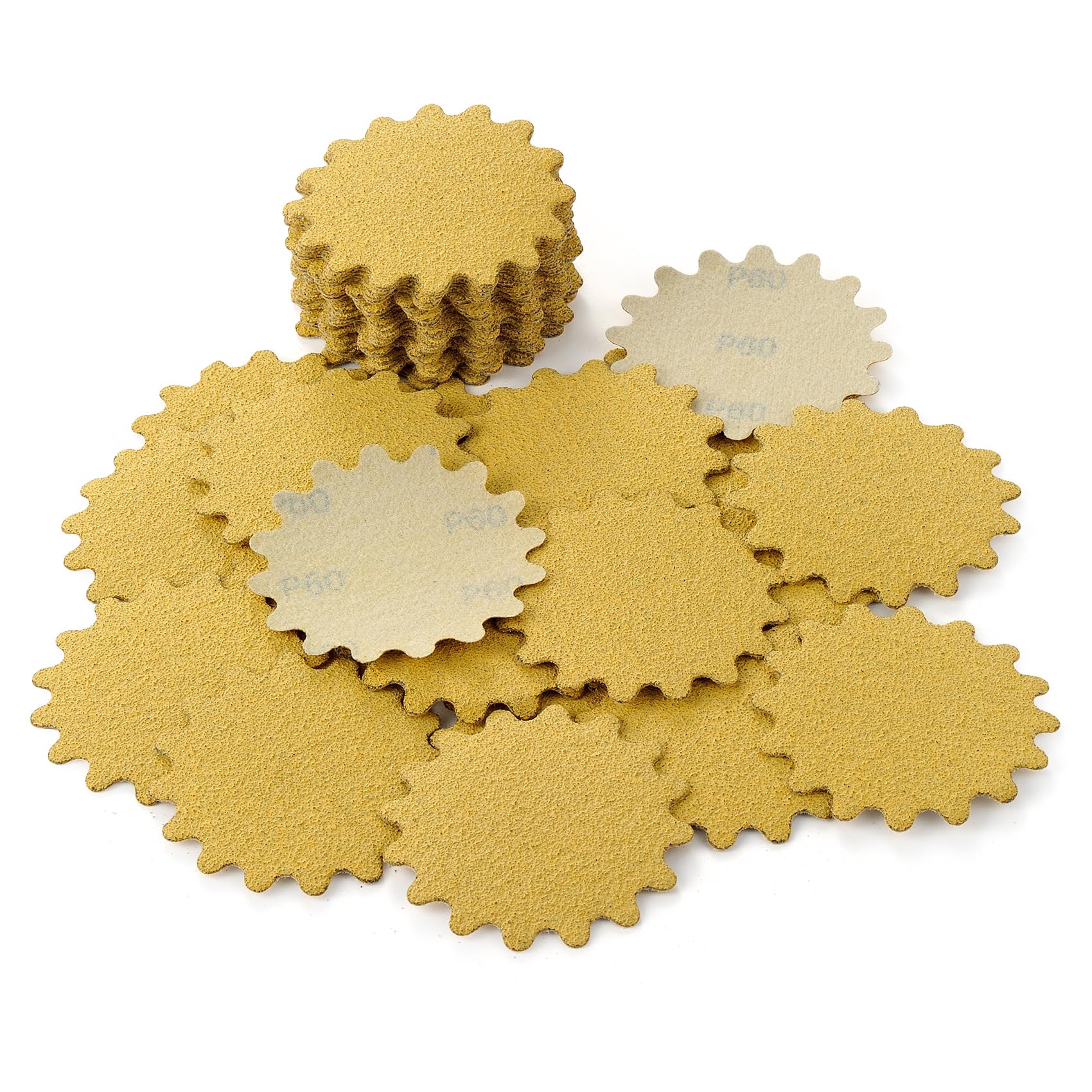 MAXMAN 50 PCS Hook and Loop Sanding Discs, 3-Inch Flex Edge Wavy Sander Pads Alumina Orbital Sandpaper 60 Grit - Perfect for Sanders Hand Drill, Bowl