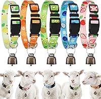 Vista 9 de Paquete de 5 collares reflectantes de cabra con campanas, juego de collar de nailon ajustable y campanas de cobre para pastoreo de caballo, oveja