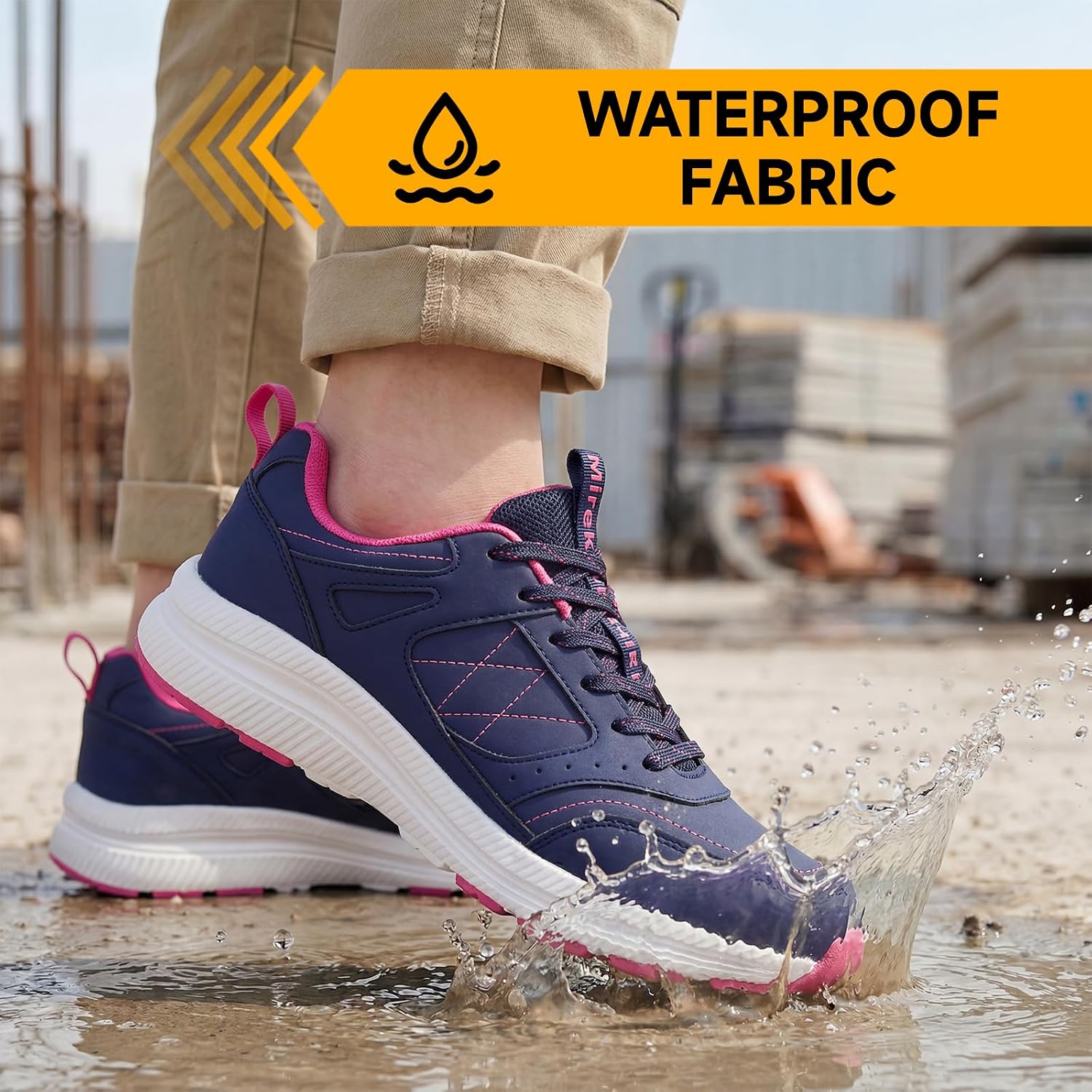 Wide Steel Toe Shoes for Women, Waterproof Non Slip Puncture Proof Lightweight Work Safety Sneakers for Industrial, Construction and Warehouse