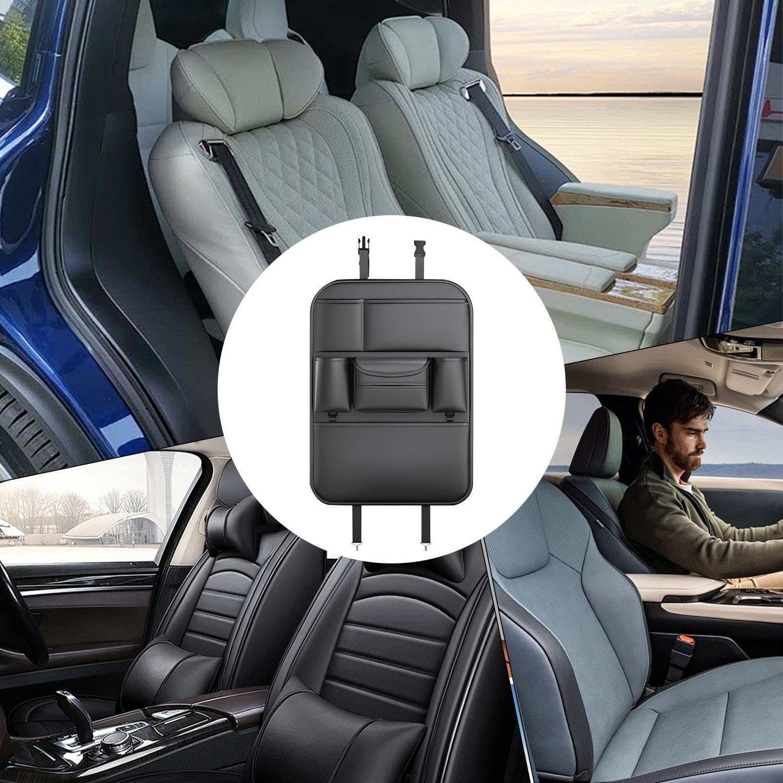Organizador De Asiento Trasero De Coche Bolsa Organizadora De Coche Con | Bolsillos Portaobjetos Portavasos Accesorios De Viaje Para Coches Camionetas Y Más Vehículos
