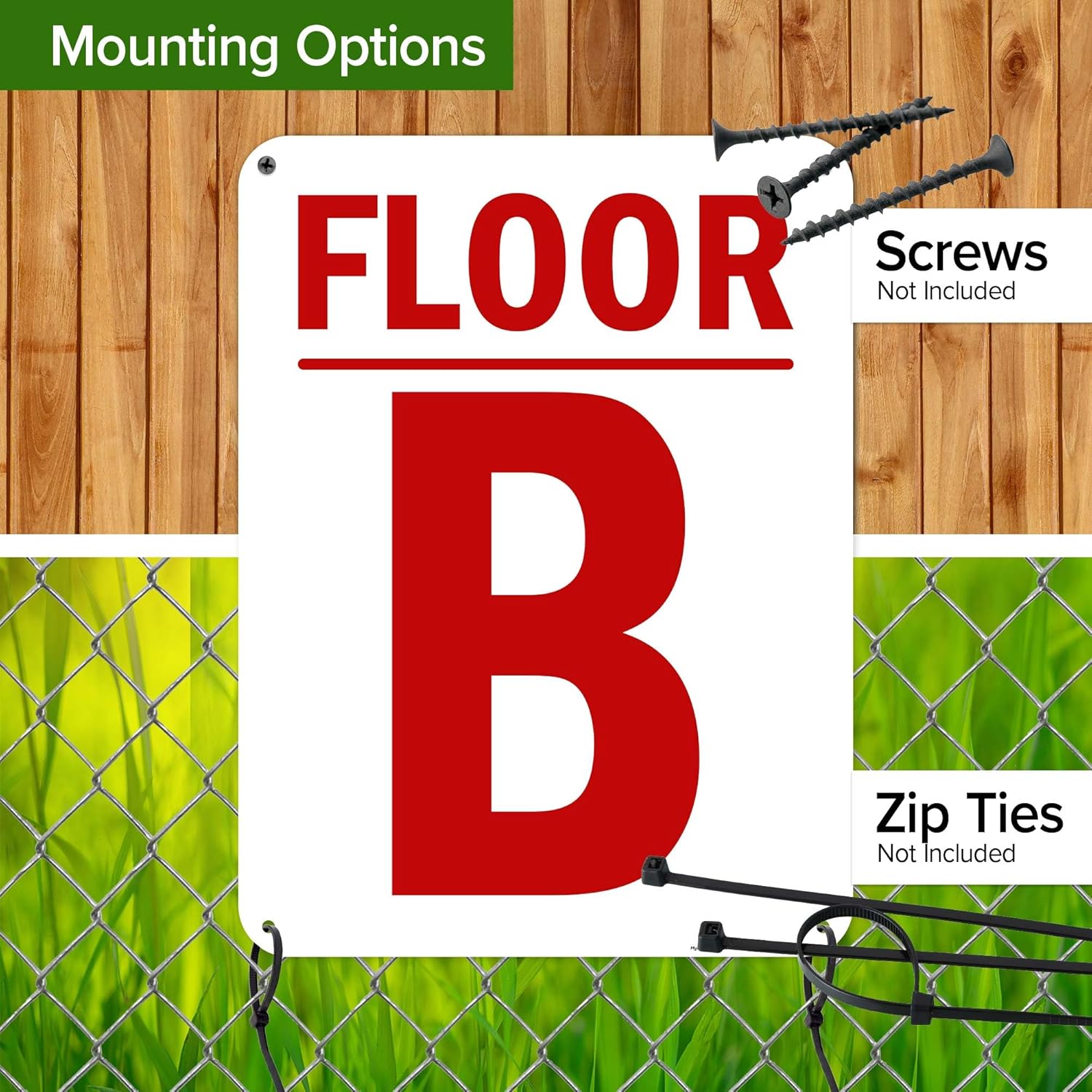 Floor B Sign, 18x24 Inches, 55 mil thick HDPS (high density polystyrene), Made in USA by My Sign Center