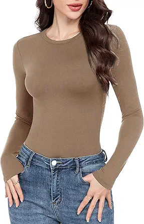GAYHAY Long Sleeve Shirts for Women Basic Crop Tops Teens Crew Neck Tight Underscrub Clothes Workout Fall Trendy 2025