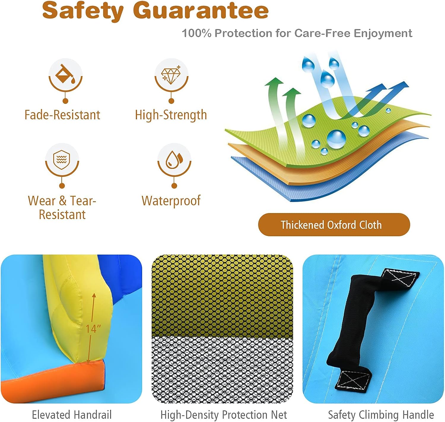 OLAKIDS Inflatable Water Slide, Bouncing Park House with Slide, Pool, 2 Water Guns, Climbing Wall, Bouncer Castle Outdoor with Hose, Carry Bag, Repaired Kit, Stakes, Balls (with Air Blower)