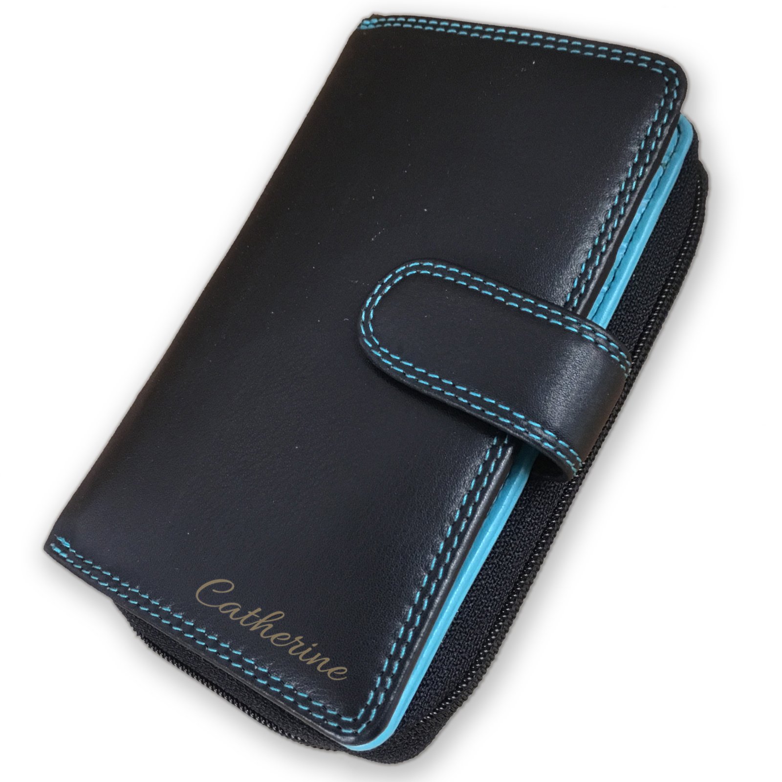 Rutherfords GiftsPersonalised Leather RFID Purse Laser Engraved - Personalised with Name Or Initials -Perfect Ladies Mummy Nanny Birthday Gift