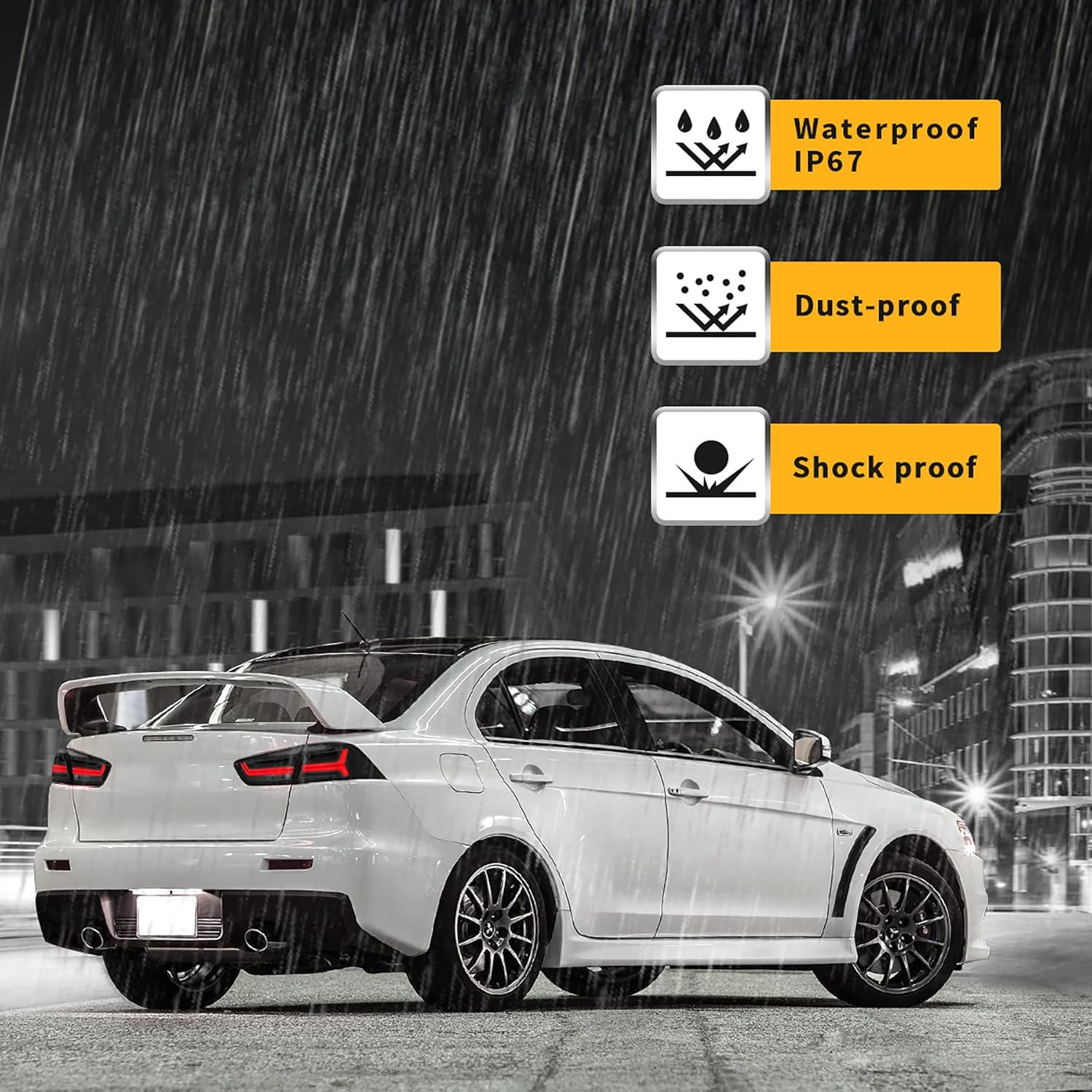 VLAND Led Tail lights Compatible with Mitsubishi Lancer & EVO X 2008-2021(Not Fit Sportbacks/fortis/io) w/Dynamic Animation w/Sequential, Pair Rear Lamp Assembly Smoke/Tinted