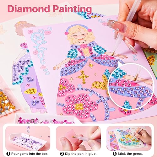 Miniatura 4 de Jar Melo Kits de manualidades de papel 4 en 1  Libros de arte de aluminio y pintura de diamantes, juego de maquillaje en papel, juguetes de viaje,