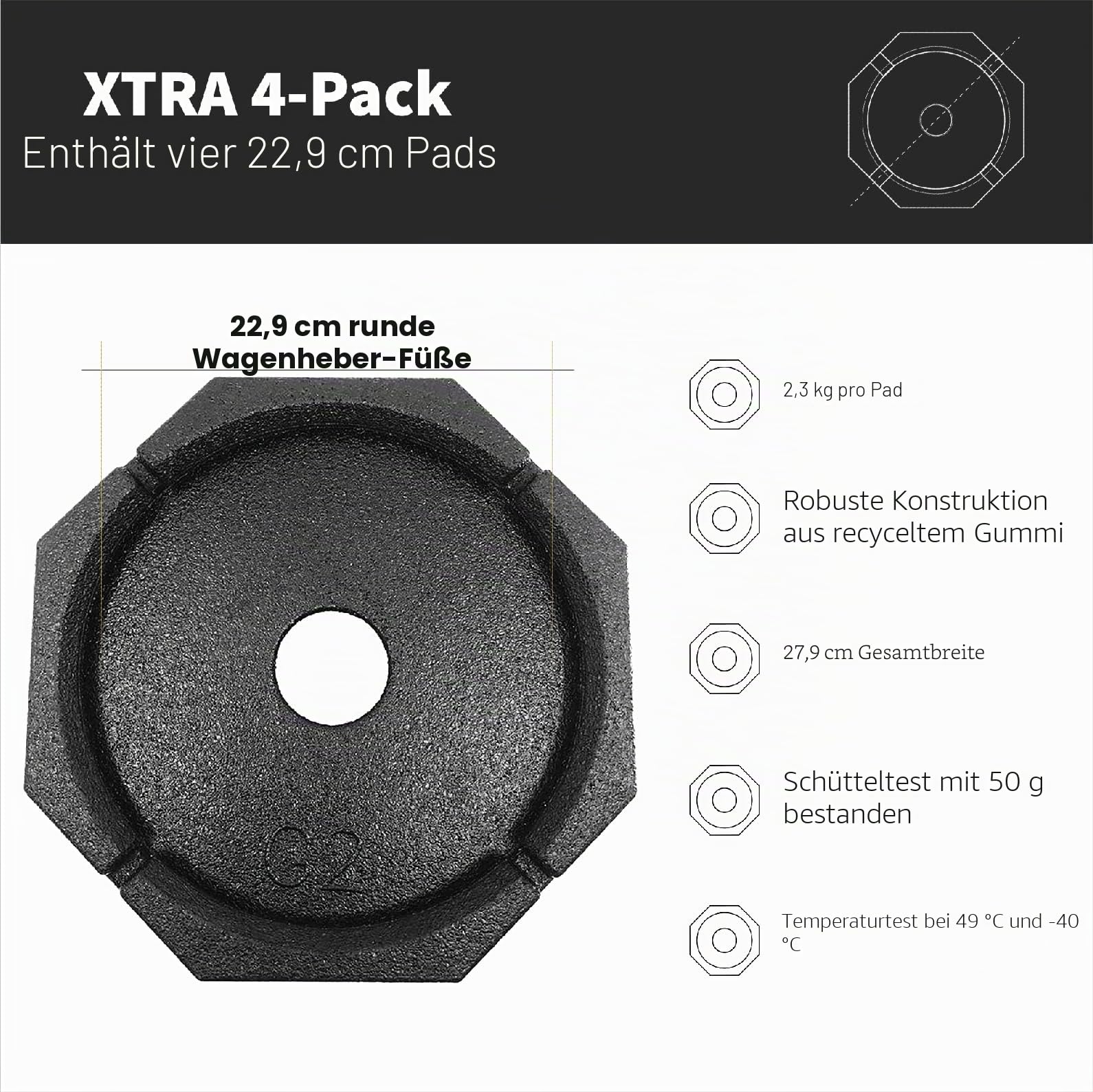 Wohnmobil-snappad Fest Leveling Jack Pad für 22,9 cm rund Metall Füße