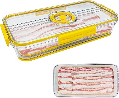 Miniatura 7 de Paquete de 2 recipientes de almacenamiento de tocino con tapas herméticas, recipientes de almacenamiento de alimentos de plástico para