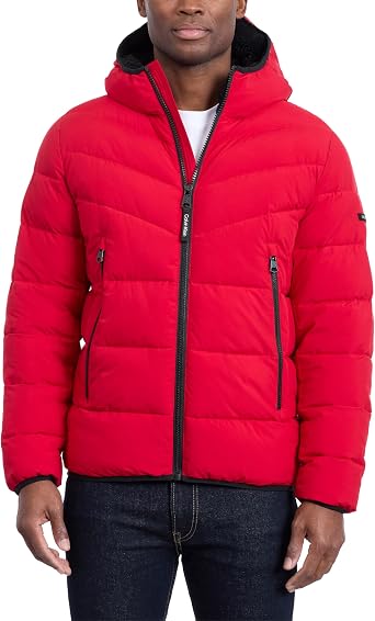 Calvin Klein Men's Winter Coat - Puffer Stretch Jacket With Sherpa Hood Jacket