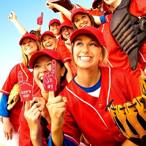 Miniatura 5 de Sinmoe 48 piezas de regalos de fiesta deportiva para fanáticos de los deportes, dedo de espuma mini dedo de espuma #1 para baloncesto, béisbol,