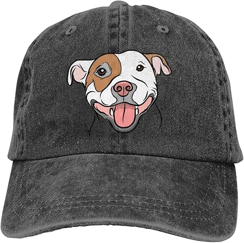 Pit Bull Gorra de béisbol para perro, sombrero de vaquero para hombres y mujeres, gorras de béisbol vintage lavadas divertidas, Pit Bull