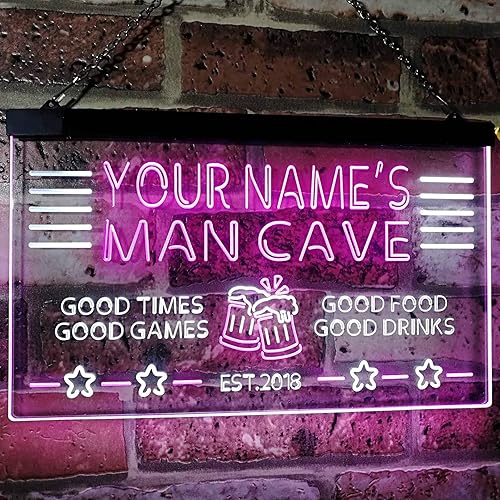 Miniatura 10 de ADVPRO Letrero de neón LED multicolor personalizado con texto en inglés "Man Cave Home Bar Est. Year", 32 x 24 pulgadas st4s86-x0012a-tm-c