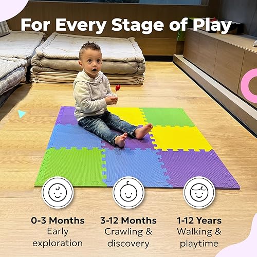 Vista 96 de MioTetto Alfombra de juegos para bebés de espuma suave no tóxica, tapete de juegos para niños y niñas, alfombrilla con rompecabezas de 36/16 piezas