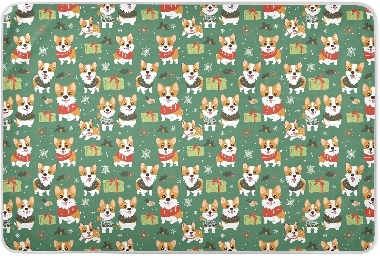 Ark Green Playful Pups Xmas Extra Large Resuable Baby Bed Pad Soft Absorbent Potty Training Mats Cute Cool Incontinence Pads for Kids Bedwetting , 52" L x 34" W