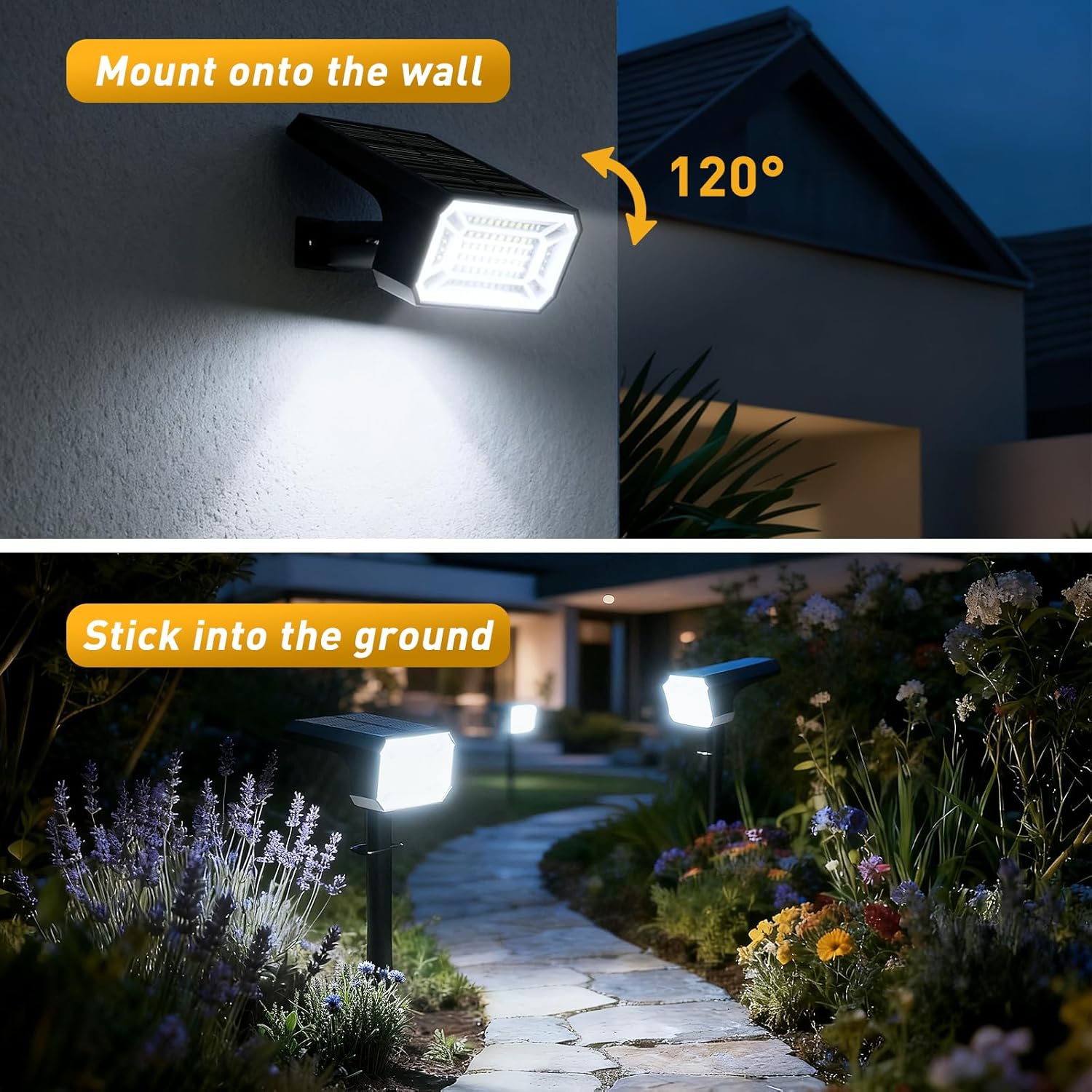 Solar Spot Lights Outdoor Waterproof IP65, [8 Pack/100 LED/4 Modes] 2-in-1 Solar Landscape Spotlights, Auto On/Off High Lumens Spot Lights for Yard Garden Pathway(Cool White) - Image 5