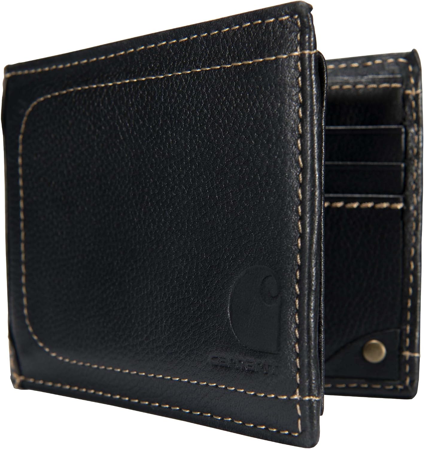 Carhartt Men’s Pebble Leather Full Grain Leather Wallets, Durable Design, Multiple Card Slots, Gifts for Men