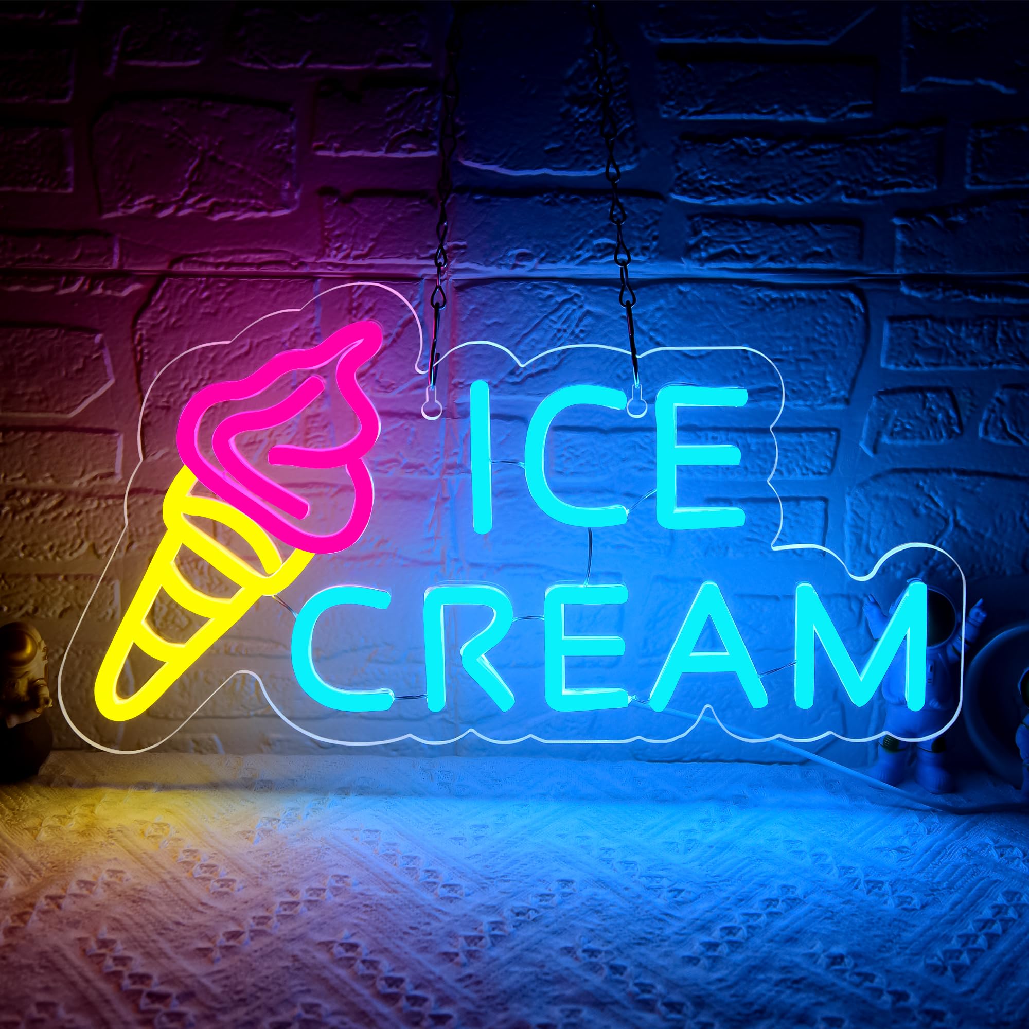 Ice Cream Neon Sign for Wall Decor,Ice Cream Shop Neon Decor,Business Dessert LED light for Bar,Party,Bedroom Decor,Birthday ice cream Decor,Christmas Decor,Size16.1 * 8.3 inch(JTD264)