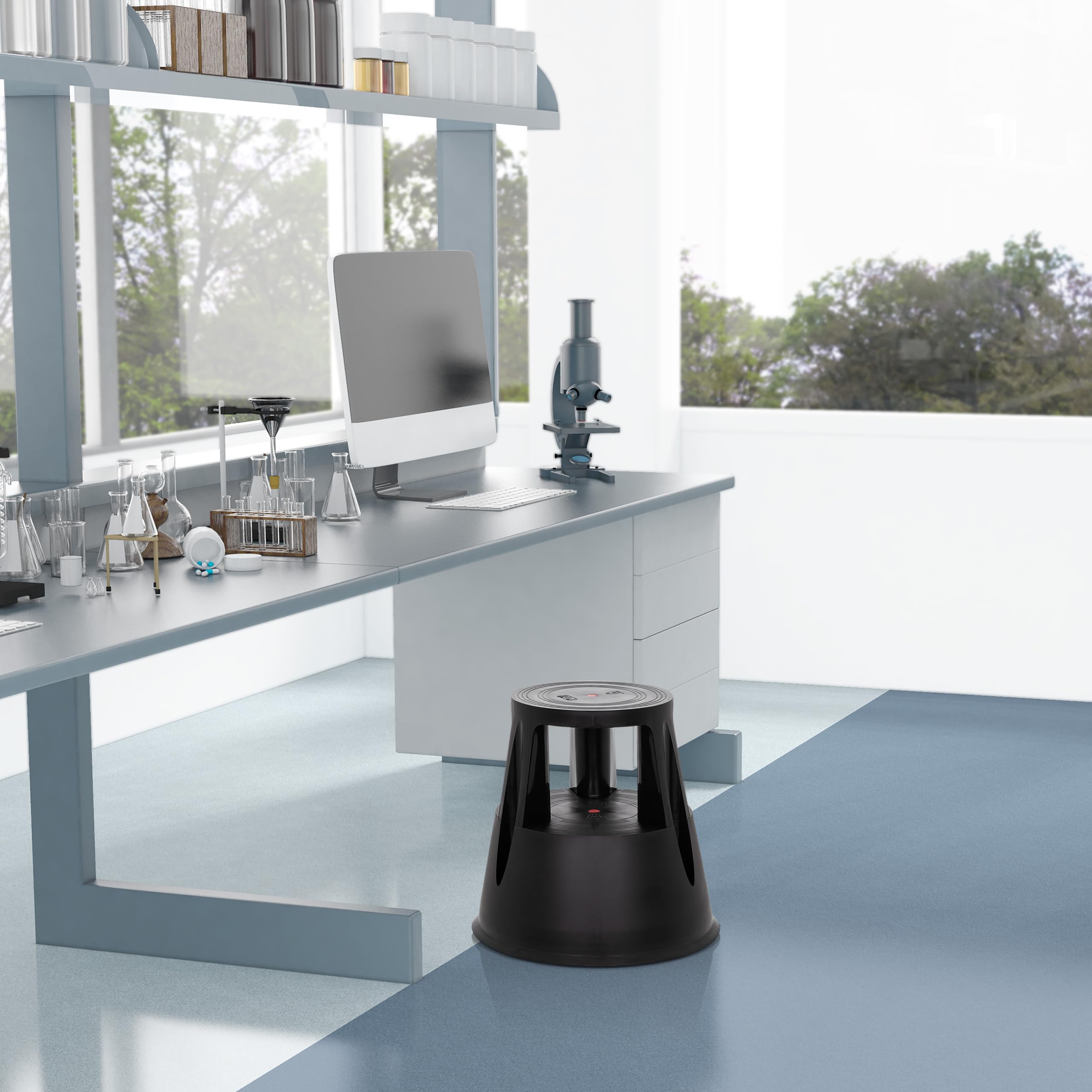 hjh OFFICE Step Stool Elephant Foot TIO-M II Metal TÜV Tested Height 42 cm Maximum Load 150 kg