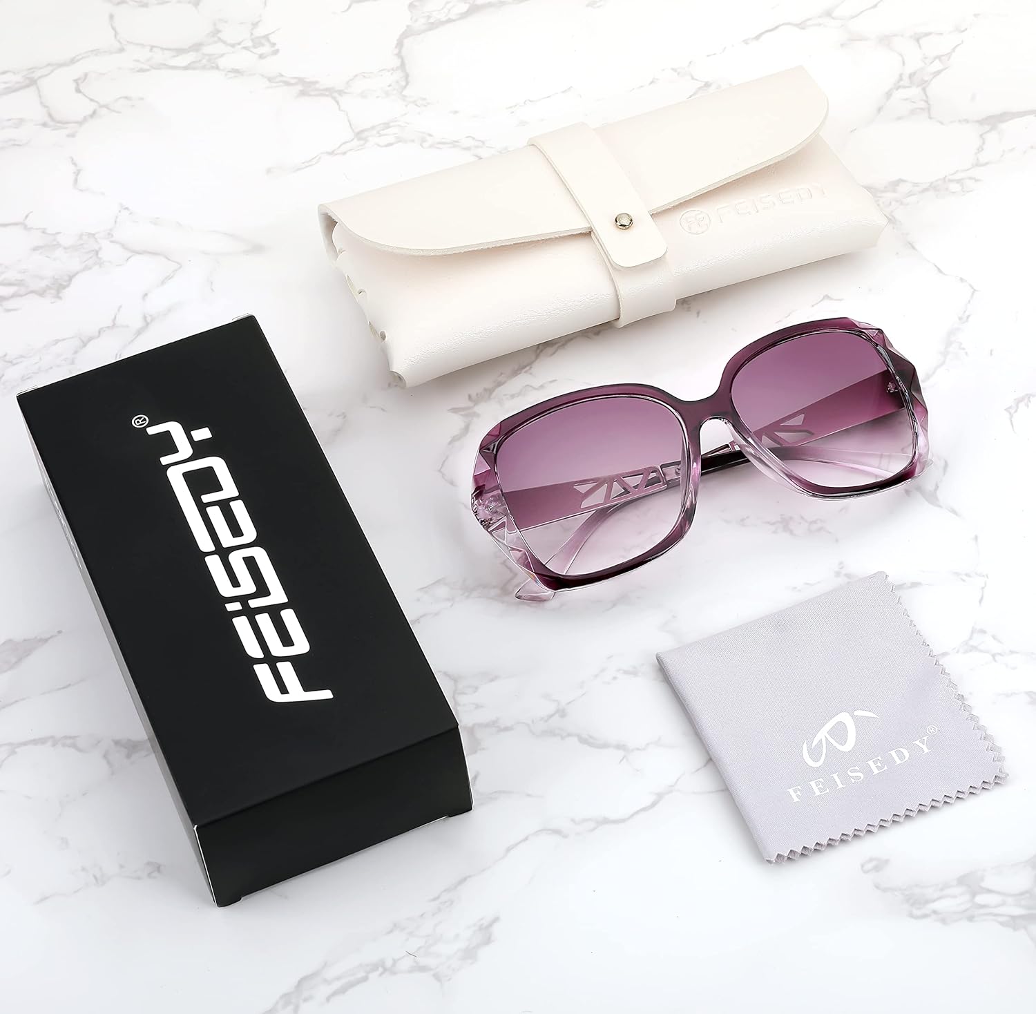 FEISEDY Women Square Reading Sunglasses Sparkling Composite Shiny Frame Sun Reader Glasses B2923