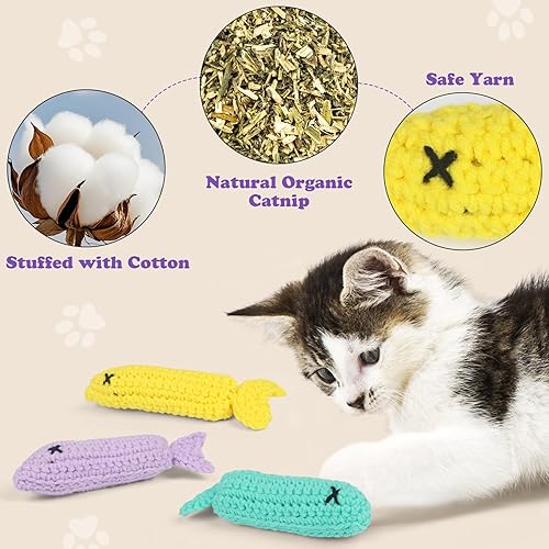 Miniatura 4 de Juguetes de ganchillo de hierba gatera de Halloween, juguete de gato de lata de pescado de sardina, juguete de gato de Halloween para gatos, juguete