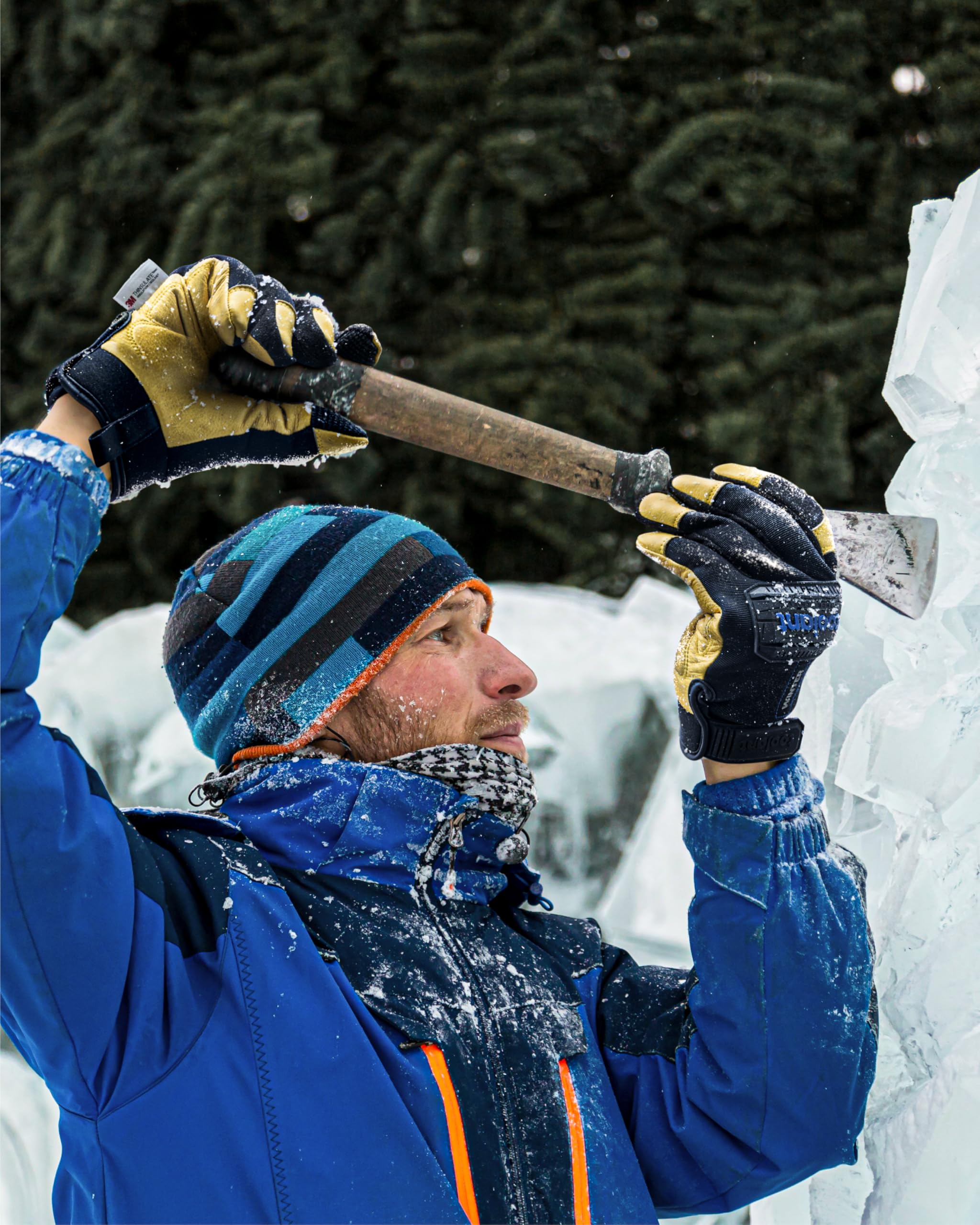 toolant Gants de travail d'hiver imperméables pour hommes, gants en cuir épais avec haute dextérité, doublure 3M, écran tactile, protection contre les chocs