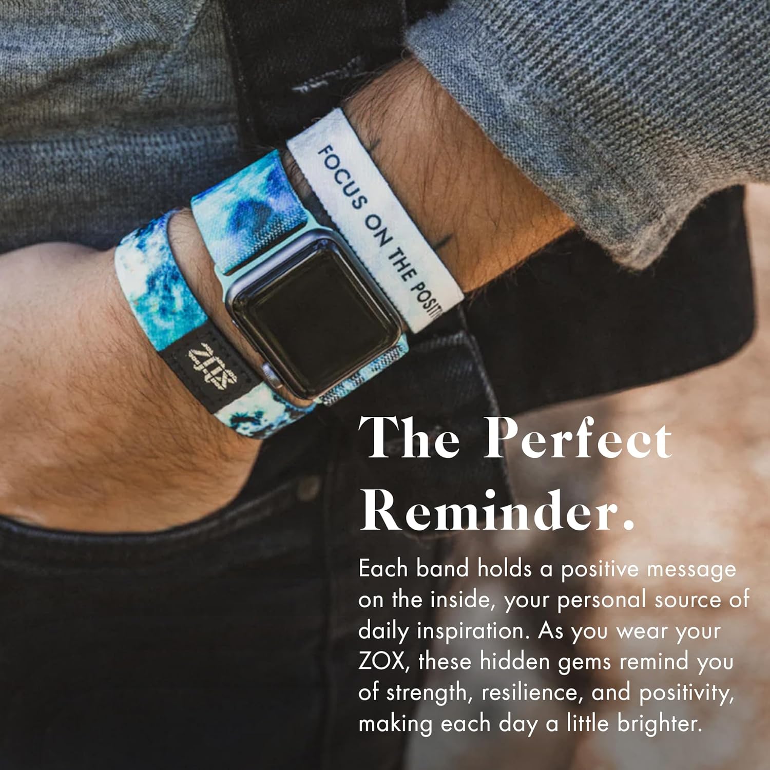 ZOX Apple Watch Band – Elastic Band with Motivational Affirmations and Beautiful Artwork – Gifts for Men, Women & Kids