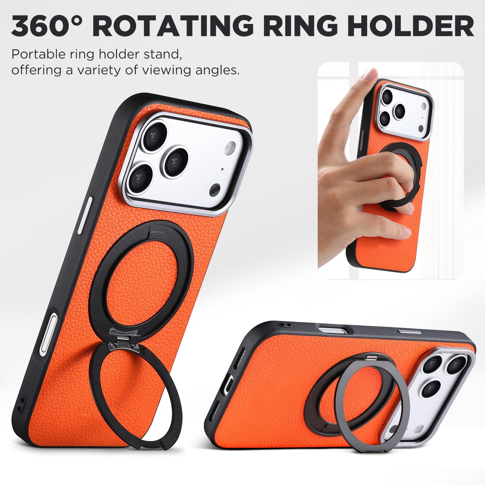 Coque Magnétique pour iPhone 18 Pro Max/18 Pro, Protection Caméra Cuir