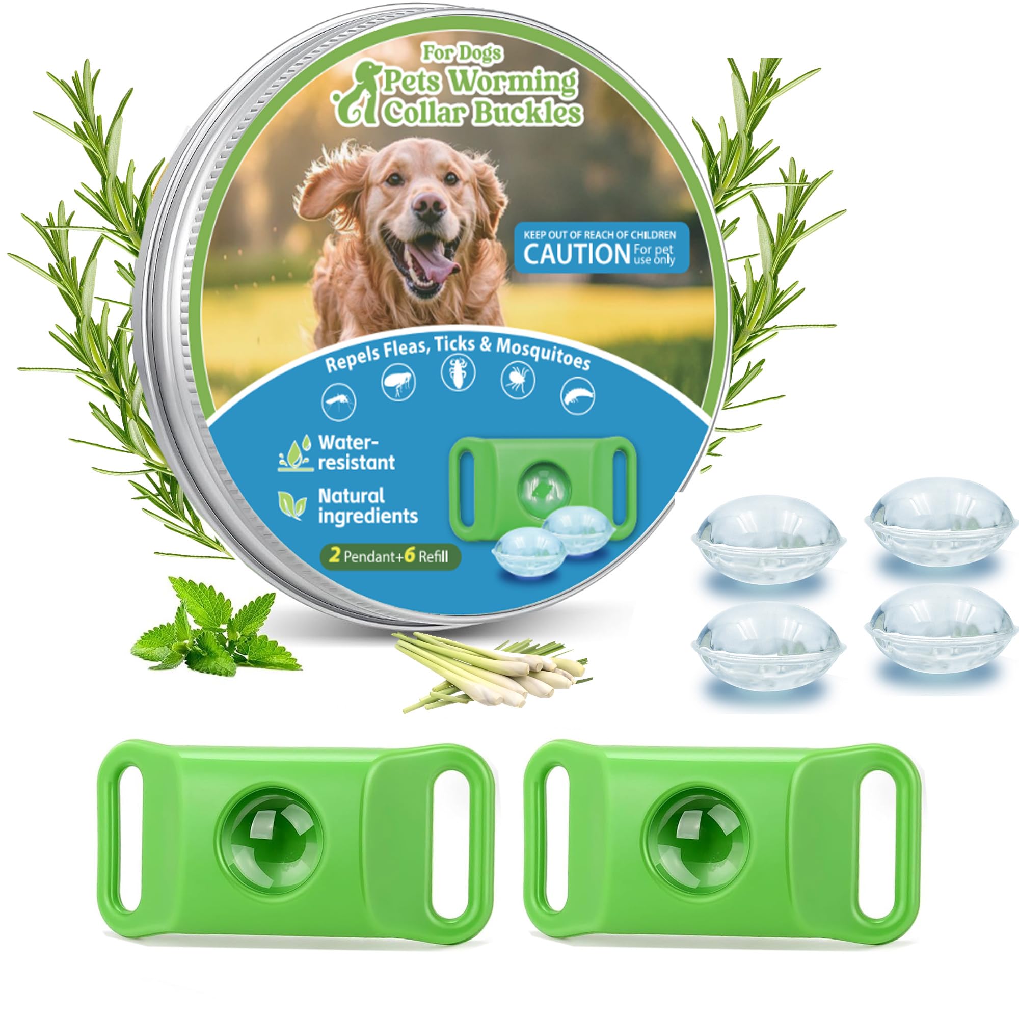 2 Pack Dog Collar Pendant with Refills, Adjustable Tag for All Breeds,Green