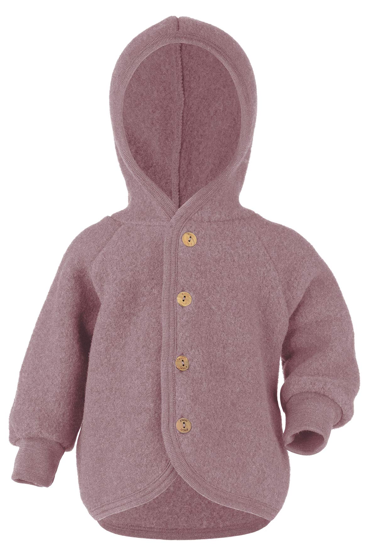Engel Baby Jacket with Hood Wool Fleece (Rosewood Melange, 110-116), Rosewood melange
