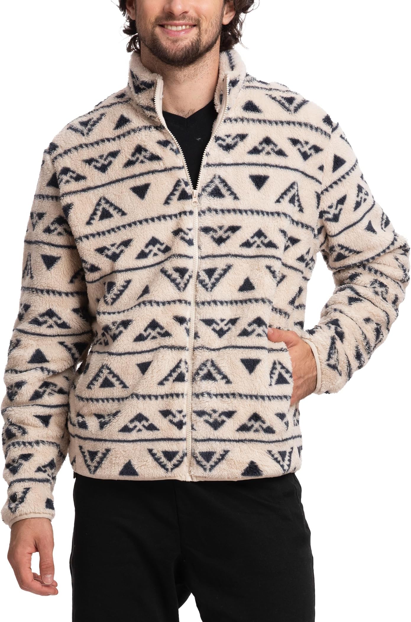 Mad Dog Men's Sherpa Jacket Ultimate Fuzzy Sweater for Men, Winter Coats, Mens Cold Weather Jackets, Print
