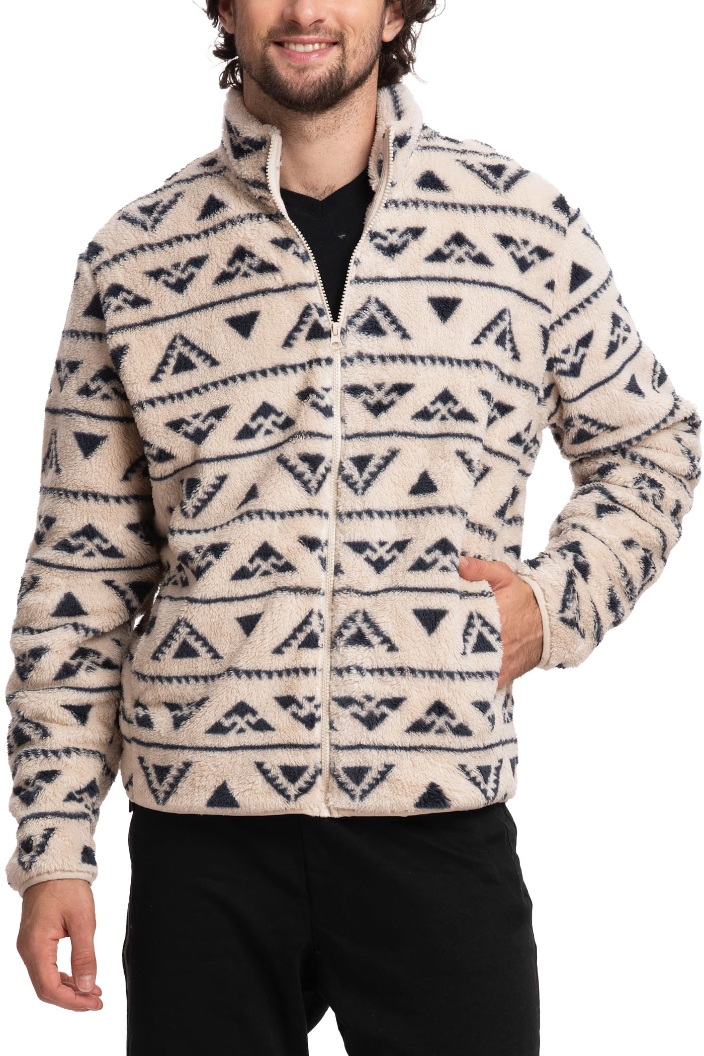 Mad Dog Men's Sherpa Jacket Ultimate Fuzzy Sweater for Men, Winter Coats, Mens Cold Weather Jackets, Print