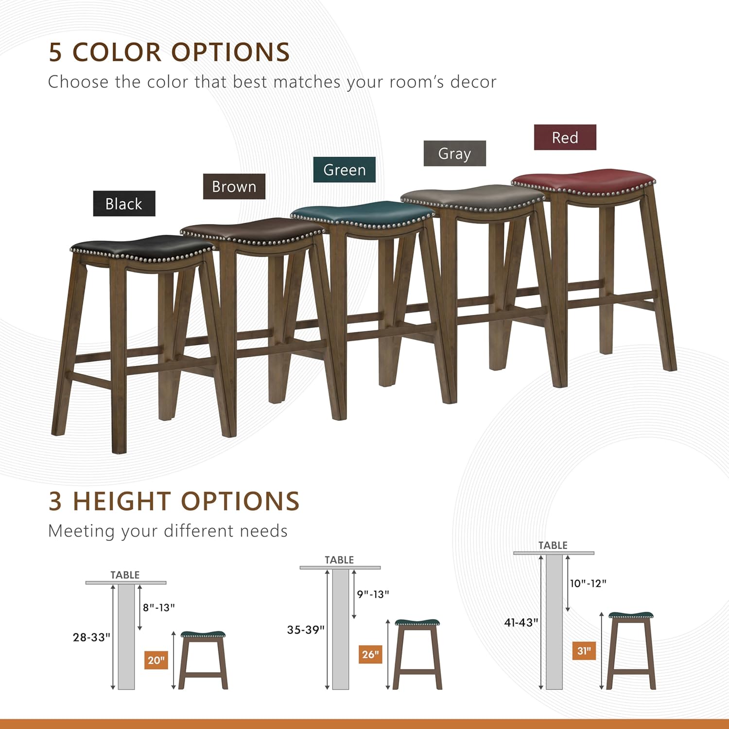 Lexicon Ordway Solid Wood Bar Stools - Saddle Bar Height Stools for Transitional Dining Versatile Kitchen Seating Options, Perfect for Casual Entertaining Spaces, 30" SH, Green