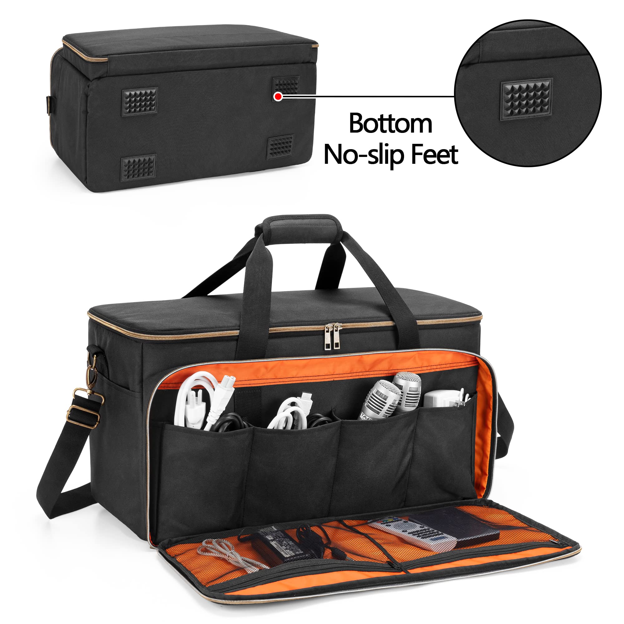 Trunab DJ Sac, Sac Organisateur Cable Grand Capacité, Sac de DJ Équipement avec Separateurs Détachable et Compartiment pour Laptop 15,6'', Sac de Transport DJ Accessoire, Instrument Musical