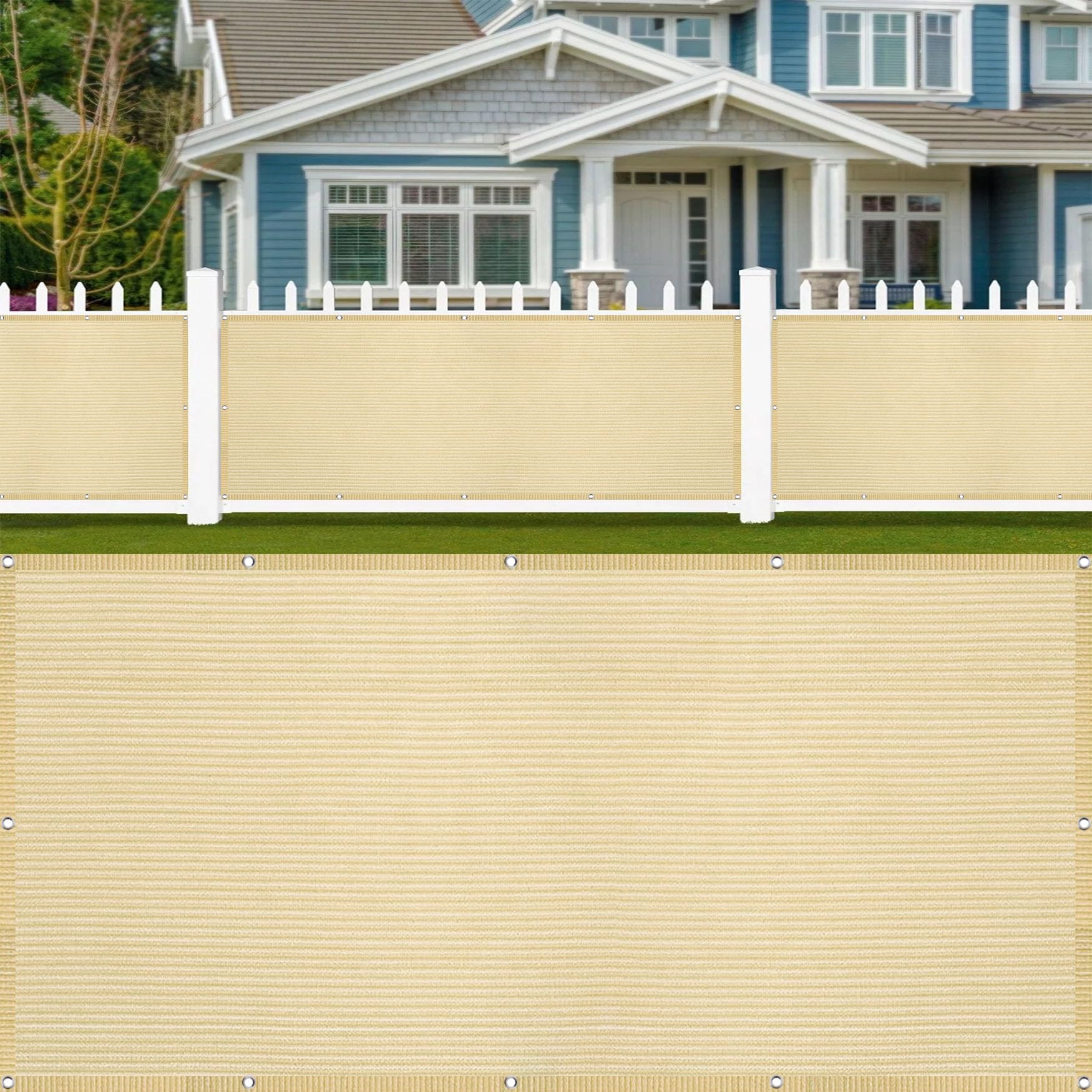 Brise vue balcon opaque contre le vis-à-vis et le vent 155x670 cm écran jaune sable