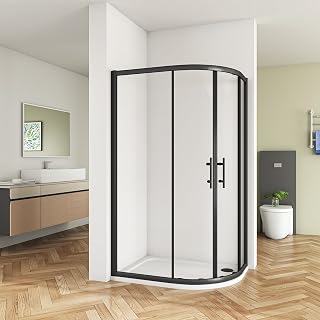 Huibathroom Offset Quadrant Matt Black Framed Shower Enclosure 1200x800mm Curved Door Easy Clean Safety Glass Sliding