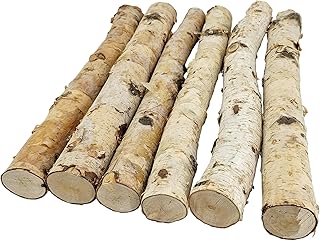 Nature Vibe 6 Pack 16 Inches Birch Logs for Fireplace Decor, Natural Birch Branches for Decoration, Unfinished Wood as DIY Crafts or Photo Prop