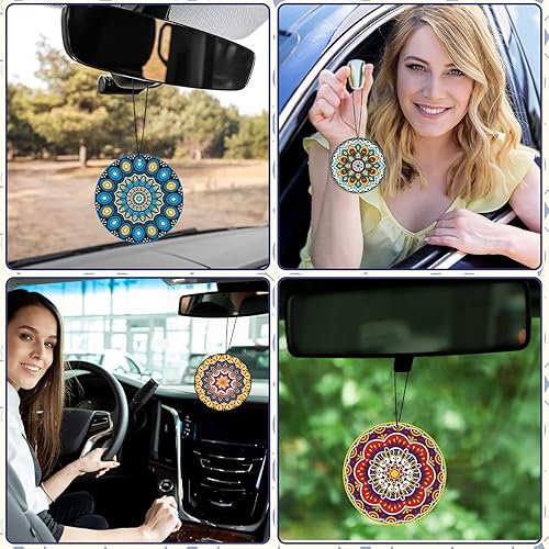 Miniatura 6 de Ambientadores de coche con mandala de 12 piezas, accesorios colgantes para automóvil, estilo bohemio, ambientadores automotrices de larga duración