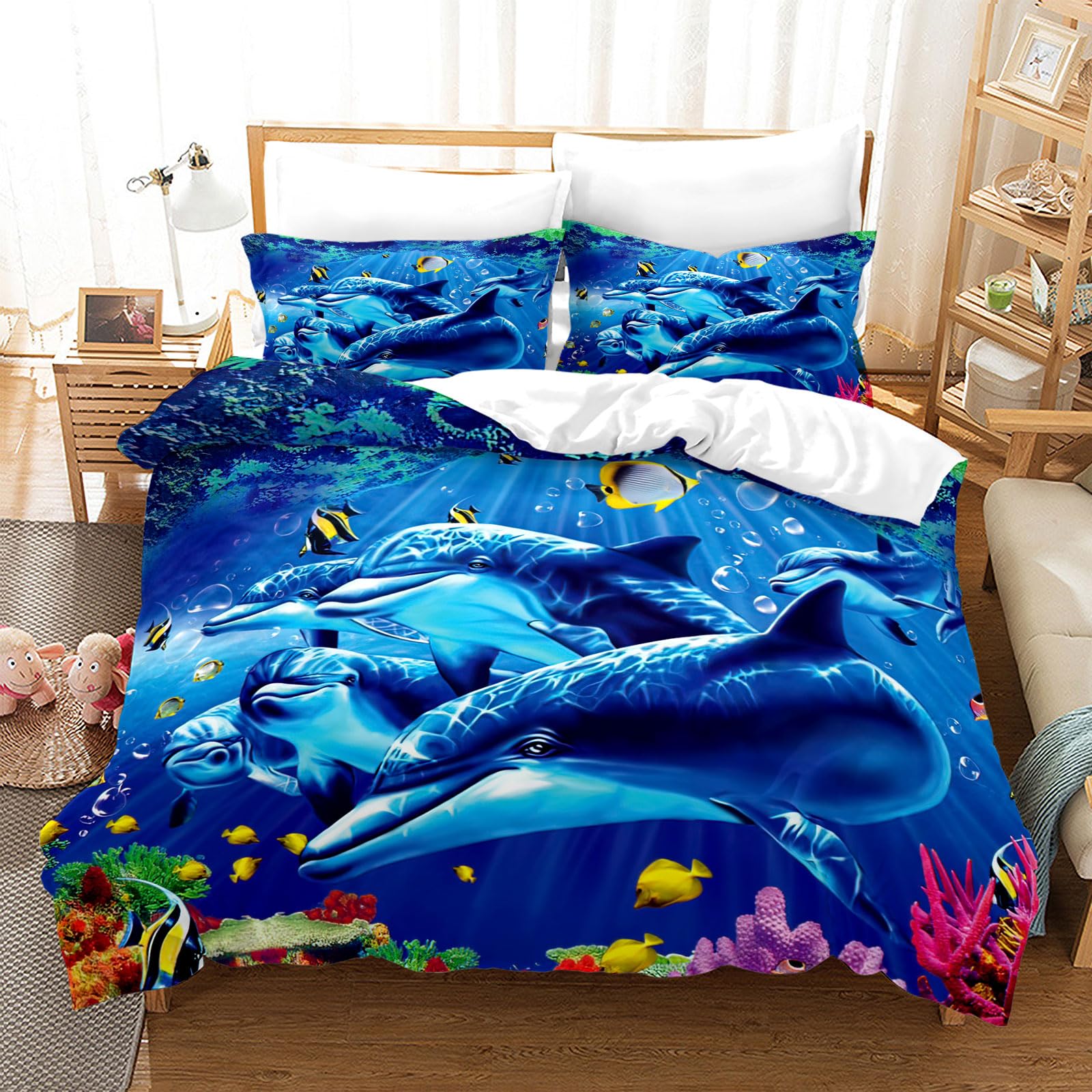 TULTOAP Beddengoed 135 x 200 cm, blauw, onderwaterwereld