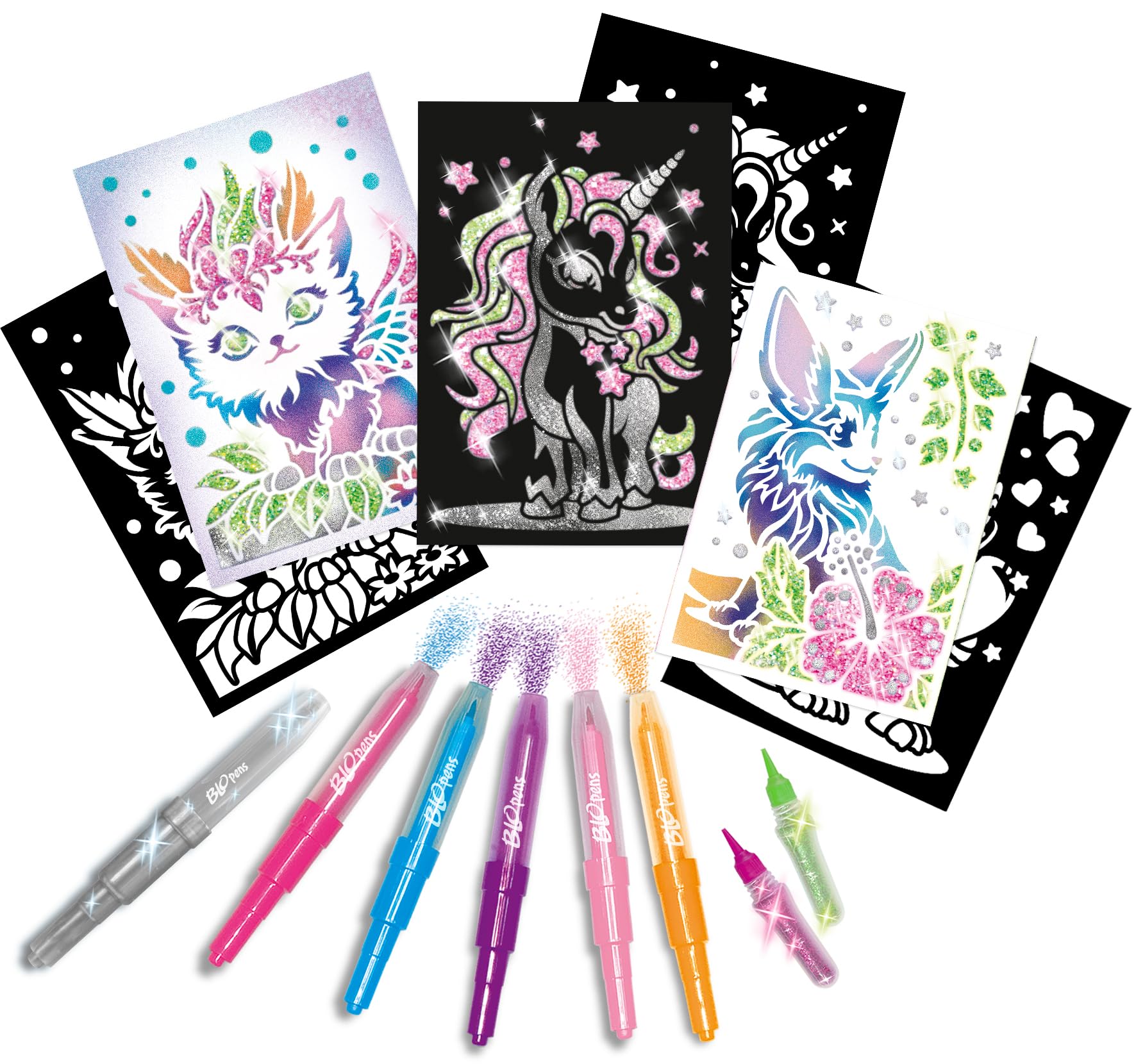 Lansay BLOPENS Maletín Kawaii – Rotuladores Para Soplar Con Plantillas Y Pegatinas, Creatividad Sin Límites Desde 5 Años