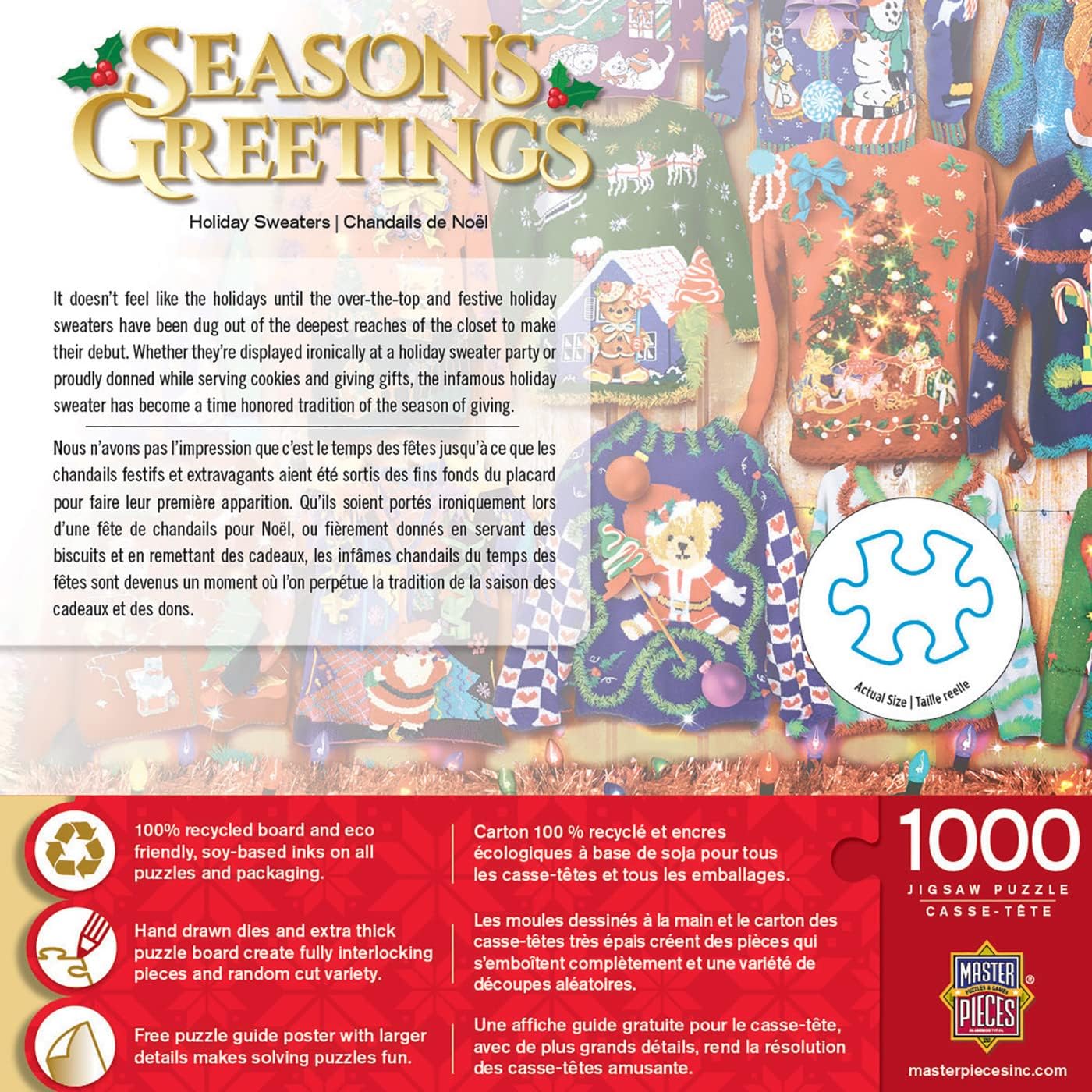 MasterPieces 1000 Piece Christmas Jigsaw Puzzle - Holiday Sweaters - 19.25"x26.75" image 3