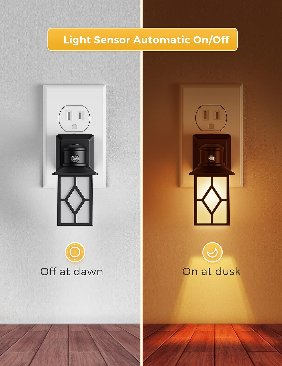 LOHAS Amber Night Light, 2 Pack Night Lights Plug into Wall, Plug in Night Light with Dusk to Dawn Sensor, Amber Light 2000K, Adjustable Brightness, Low Blue Night Light, for Bedroom Bathroom Hallway