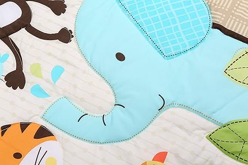 Miniatura 5 de Edredón acolchado para cuna de bebé, niña, bebé, niño, cuna de bebé (animal del bosque verde)