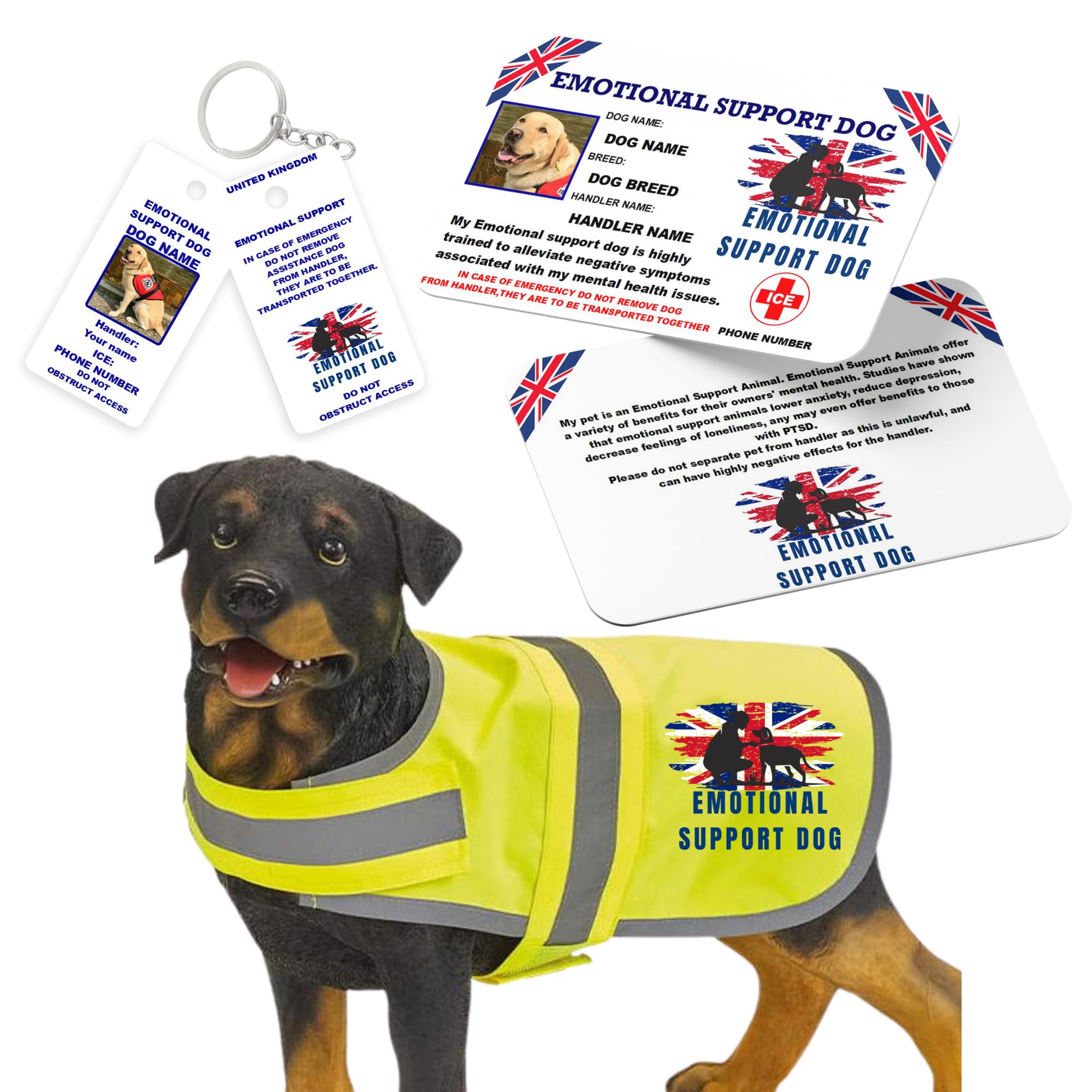 NS Design Emotional Support Dog Vest UK - Hi-Vis Reflective ESA Jacket