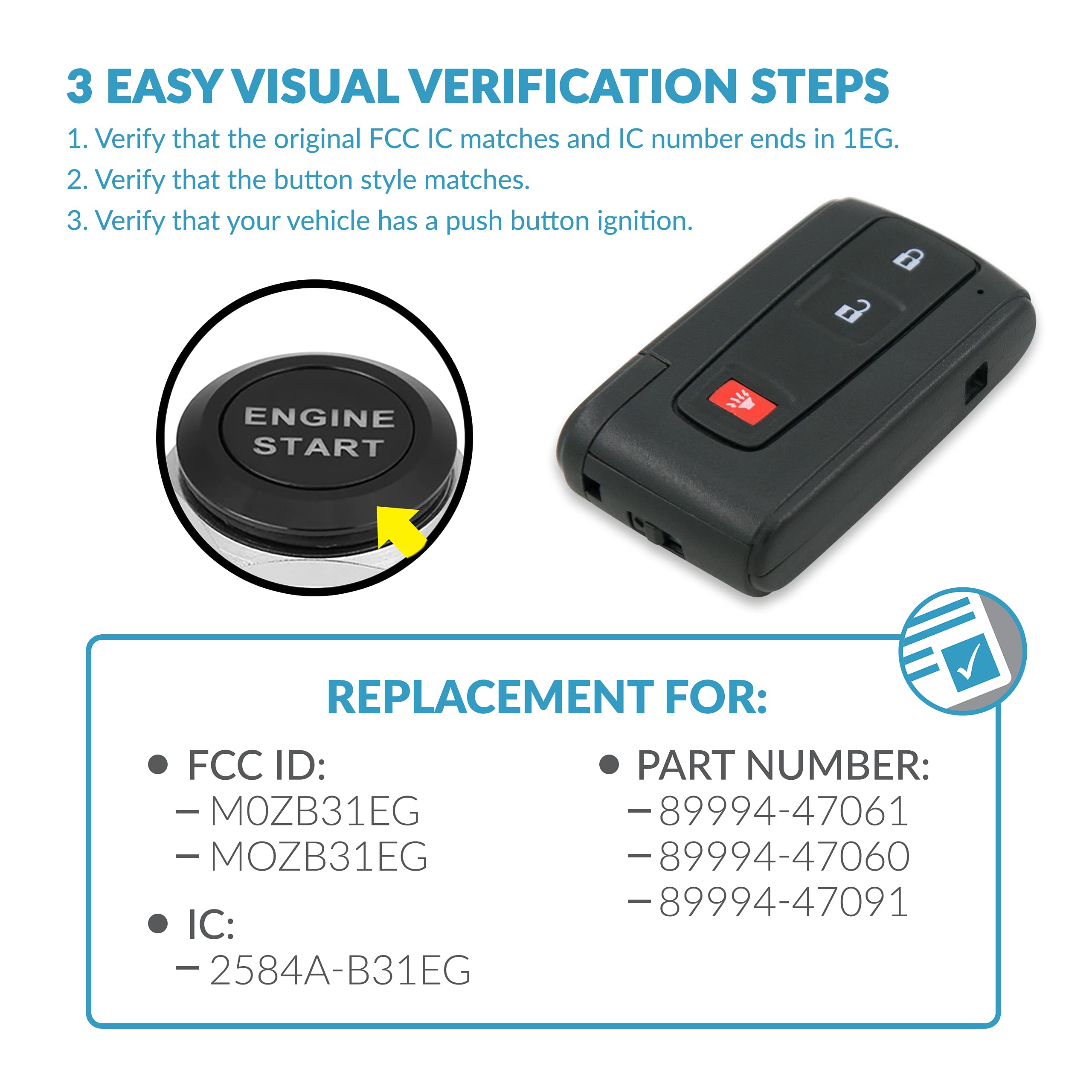 Amazon.co.jp: Keyless2Go 3ボタン近接リモートスマートキー交換用