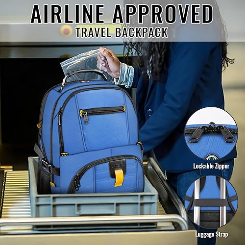Miniatura 5 de YOREPEK - Mochila de viaje extra grande de 13.2 galones para laptop, resistente al agua, aprobada por aerolíneas, puerto de carga USB, para laptops