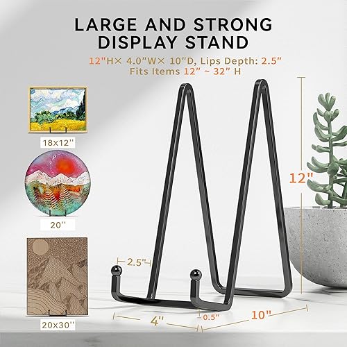 Miniatura 10 de IPAME Soportes de placa grandes de 8 pulgadas para exhibición, soporte de placa de alambre cuadrado de metal + soporte de fotos para libros, platos,