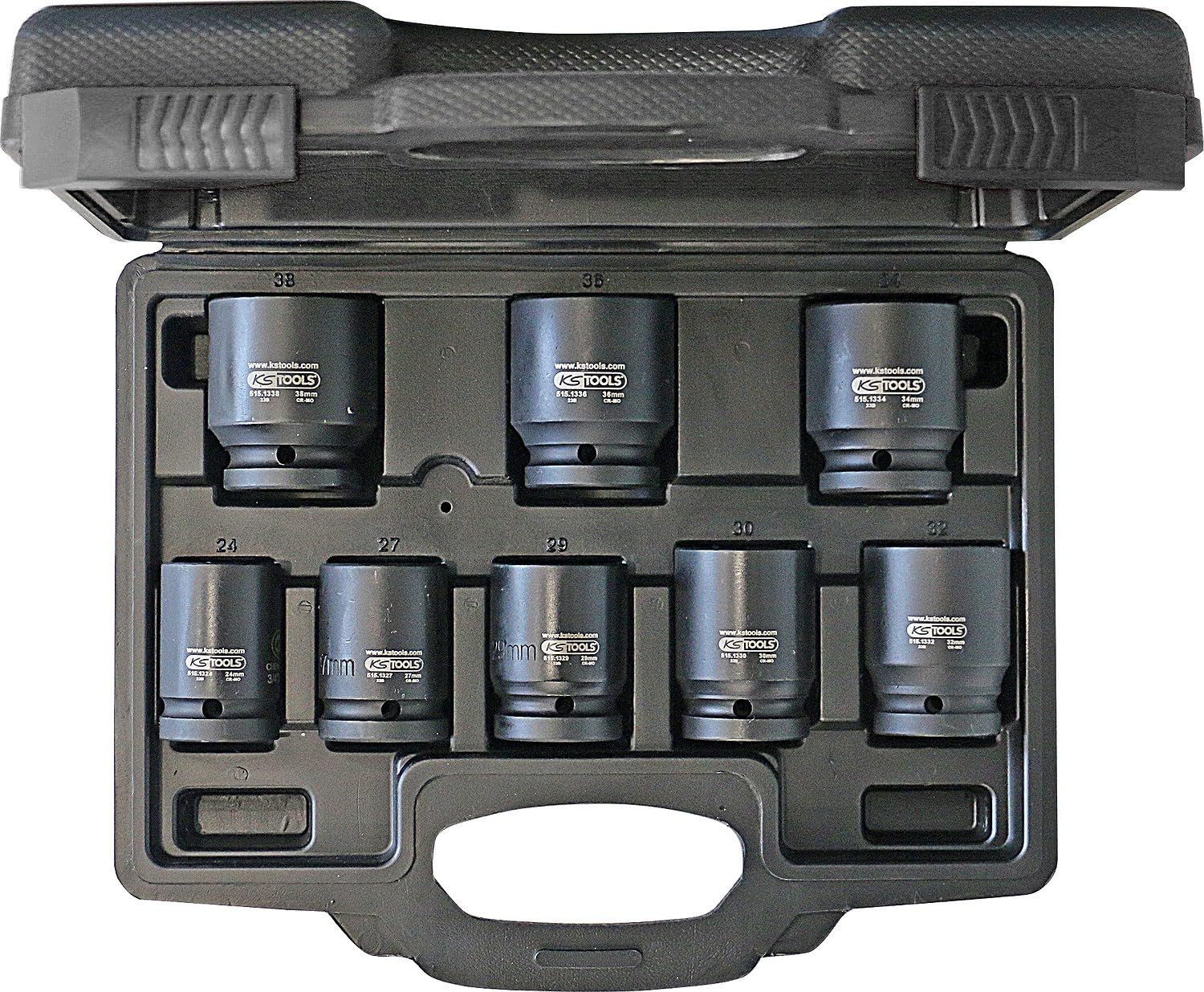 KS Tools 515.0210 3/4" Serie di bussole esagonali p.avvitatori ad impulsi,8pz, 24-38mm